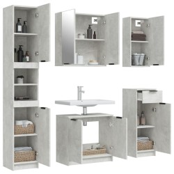 Meubles de salle de bain 5 pcs Gris béton Bois d'ingénierie 