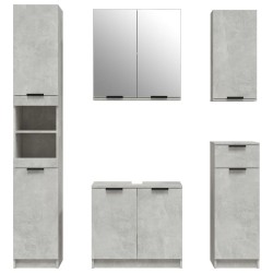 Meubles de salle de bain 5 pcs Gris béton Bois d'ingénierie 