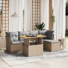 Salon de jardin avec coussins 6 pcs beige résine tressée 