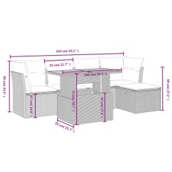 Salon de jardin avec coussins 6 pcs beige résine tressée 