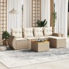 Salon de jardin avec coussins 6 pcs beige résine tressée 