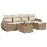 Salon de jardin avec coussins 6 pcs beige résine tressée 