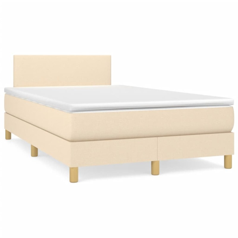 Sommier à lattes de lit matelas et LED crème 120x190 cm tissu 