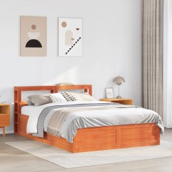 Cadre de lit et tête de lit cire marron 120x200 cm bois de pin 