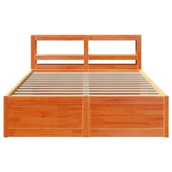 Cadre de lit et tête de lit cire marron 120x200 cm bois de pin 