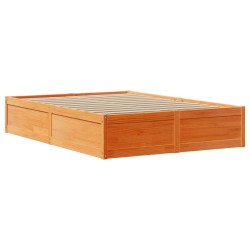 Cadre de lit et tête de lit cire marron 120x200 cm bois de pin 