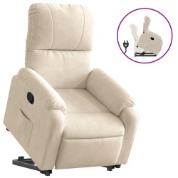Fauteuil inclinable beige tissu microfibre 