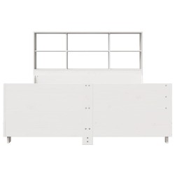 Lit bibliothèque sans matelas blanc 140x190 cm bois massif 