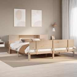 Lit bibliothèque sans matelas 180x200 cm bois massif de pin 
