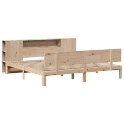 Lit bibliothèque sans matelas 180x200 cm bois massif de pin 