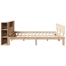 Lit bibliothèque sans matelas 180x200 cm bois massif de pin 