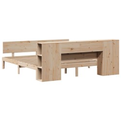 Lit bibliothèque sans matelas 180x200 cm bois massif de pin 