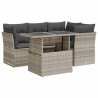 Salon de jardin 5 pcs avec coussins gris clair résine tressée 