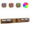 Meuble TV avec lumières LED vieux bois bois d'ingénierie 