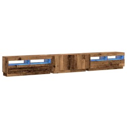 Meuble TV avec lumières LED vieux bois bois d'ingénierie 