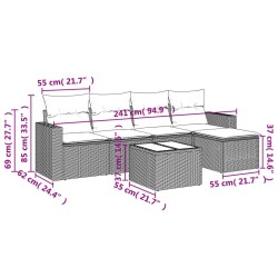 Salon de jardin avec coussins 6 pcs beige résine tressée 