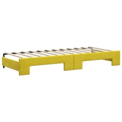 Lit de jour avec lit gigogne et matelas jaune 80x200 cm velours 