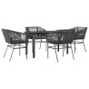 Ensemble à manger de jardin et coussins 5 pcs noir rotin verre 