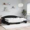 Lit de jour avec lit gigogne et matelas noir 80x200 cm velours 