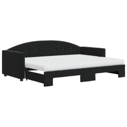 Lit de jour avec lit gigogne et matelas noir 80x200 cm velours 