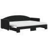 Lit de jour avec lit gigogne et matelas noir 80x200 cm velours 