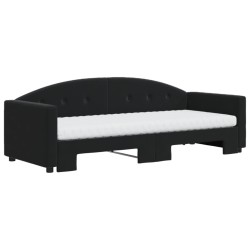 Lit de jour avec lit gigogne et matelas noir 80x200 cm velours 