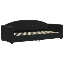 Lit de jour avec lit gigogne et matelas noir 80x200 cm velours 