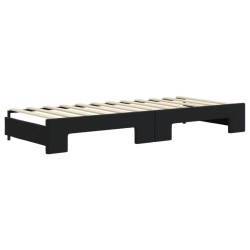 Lit de jour avec lit gigogne et matelas noir 80x200 cm velours 
