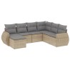 Salon de jardin avec coussins 7 pcs beige résine tressée 