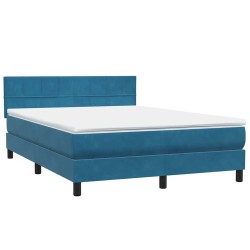 Sommier à lattes de lit et matelas bleu foncé 140x210cm velours 