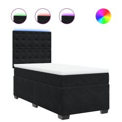Sommier à lattes de lit avec matelas Noir 90x190 cm Velours 