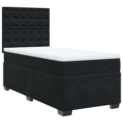 Sommier à lattes de lit avec matelas Noir 90x190 cm Velours 