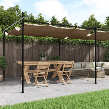 Pergola avec toit rétractable taupe 589x292x230 cm 