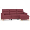 Canapé à 3 places avec repose-pieds Rouge bordeaux 180 cm Tissu 