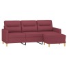 Canapé à 3 places avec repose-pieds Rouge bordeaux 180 cm Tissu 