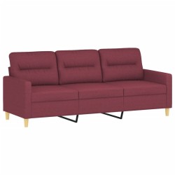 Canapé à 3 places avec repose-pieds Rouge bordeaux 180 cm Tissu 