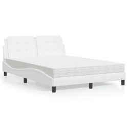 Lit avec matelas blanc 140x190 cm similicuir 