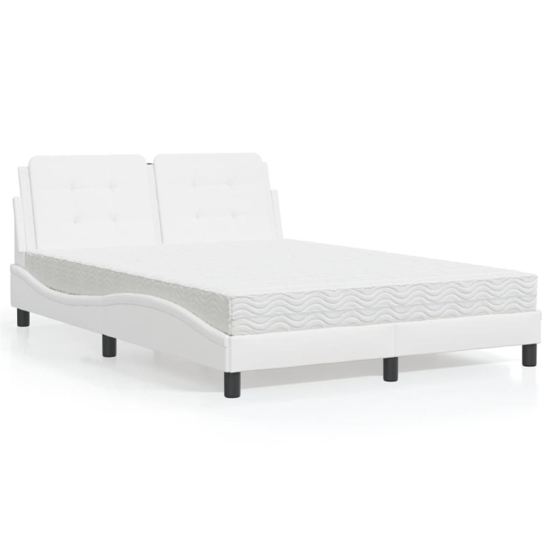 Lit avec matelas blanc 140x190 cm similicuir 