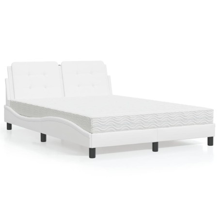 Lit avec matelas blanc 140x190 cm similicuir 