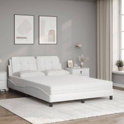 Lit avec matelas blanc 140x190 cm similicuir 
