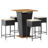 Ensemble de bar de jardin 5 pcs avec coussins noir poly rotin 