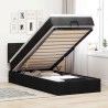 Lit ottoman avec matelas noir 90x200 cm tissu 