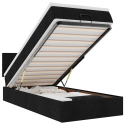 Lit ottoman avec matelas noir 90x200 cm tissu 