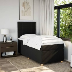 Sommier à lattes de lit avec matelas Noir 90x200 cm Tissu 