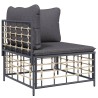 Salon de jardin 5 pcs avec coussins anthracite résine tressée 