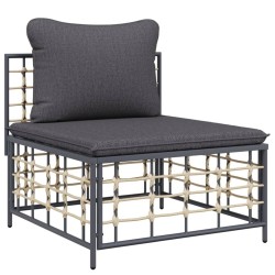 Salon de jardin 5 pcs avec coussins anthracite résine tressée 