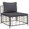 Salon de jardin 5 pcs avec coussins anthracite résine tressée 