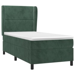 Sommier à lattes de lit avec matelas Vert foncé 100x200 cm 