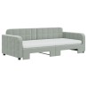 Lit de jour avec gigogne et matelas gris clair 90x190cm velours 