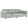 Lit de jour avec gigogne et matelas gris clair 90x190cm velours 